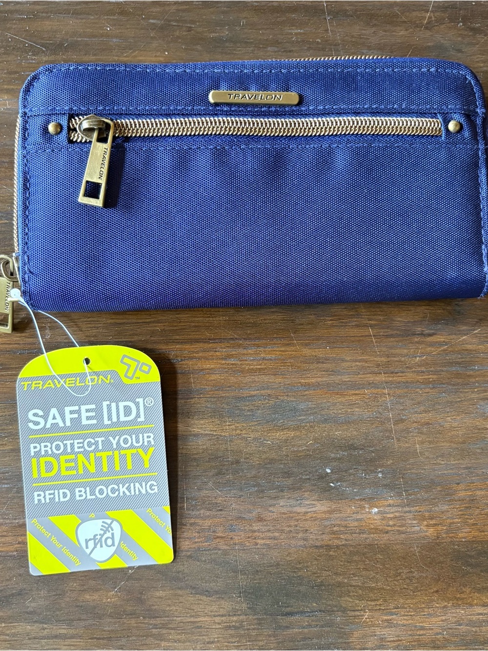 New Travelon RFID blocking ladies blue wallet